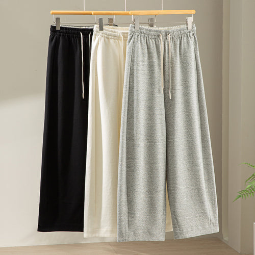 Damen Weite High‑Waist Loungehose aus weichem Baumwollmix mit Elastikbund und Tunnelzug Nord Taschen