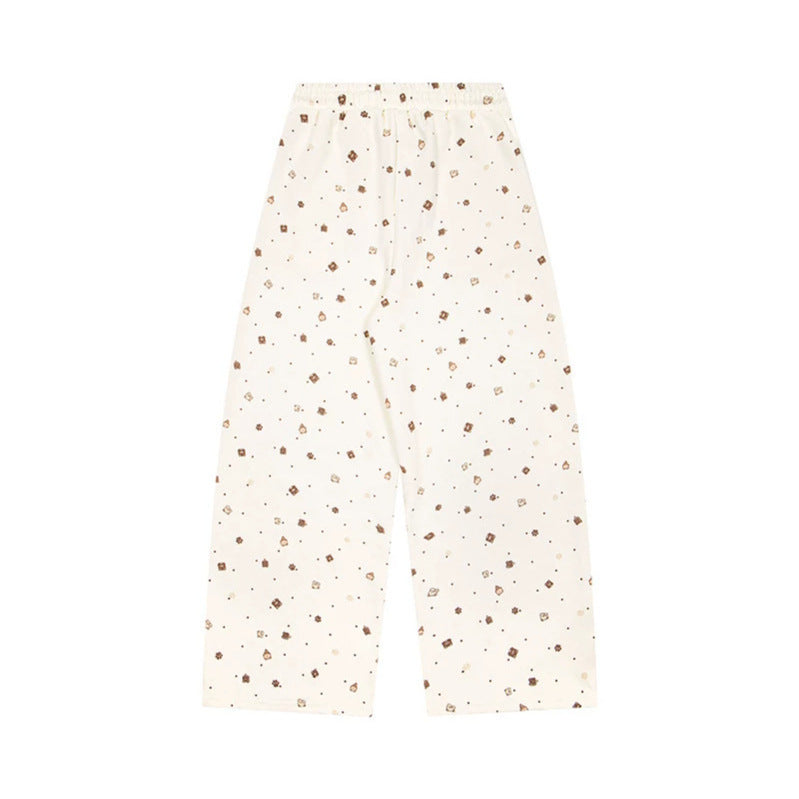 Damen Weite Loungehose im Culotte‑Stil mit elastischem Komfortbund und süßem Bären‑Print Nord Taschen