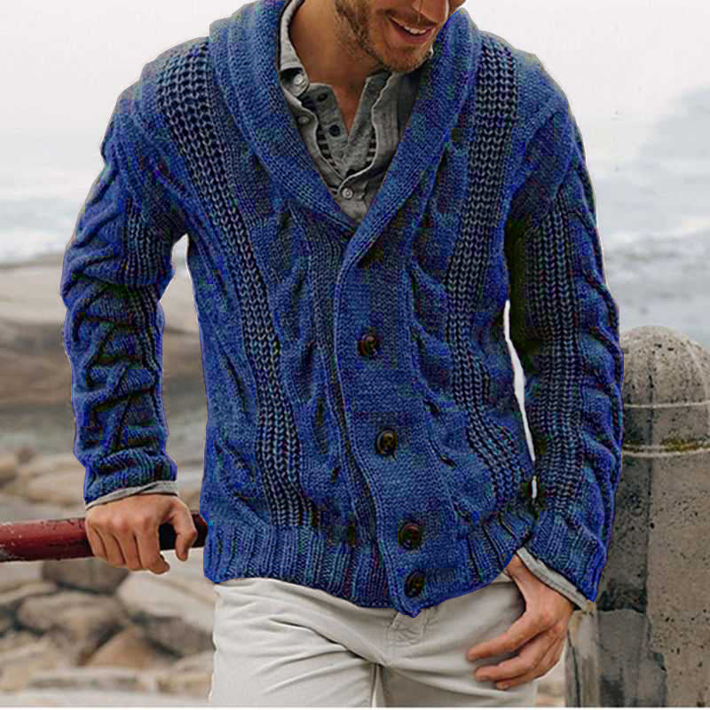 Herren grobstrick Cardigan mit Schalkragen und Zopfmuster Nord Taschen