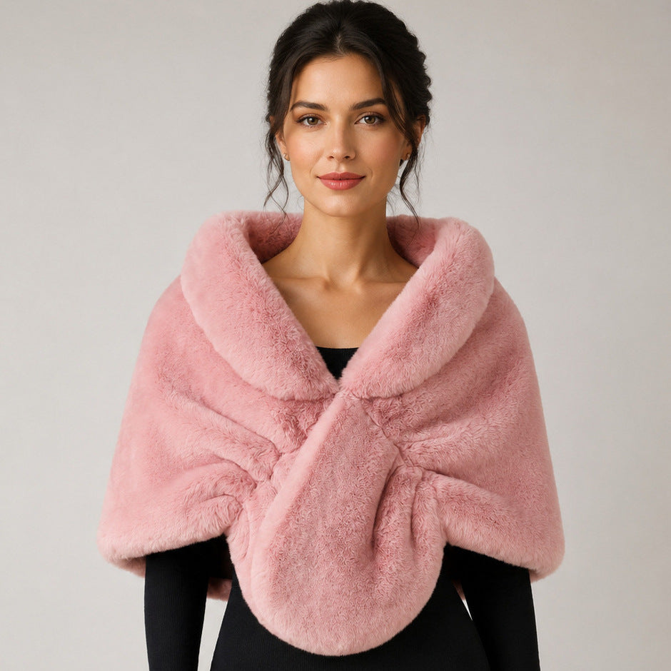 Damen Elegante Kunstpelz Stola im Capelet‑Schnitt Nord Taschen