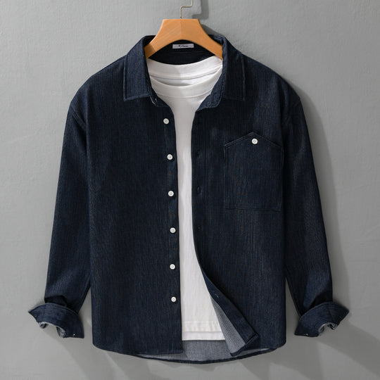 Herren Denim-Overshirt im Hemdjackenstil mit Brusttasche und durchgehender Knopfleiste Nord Taschen