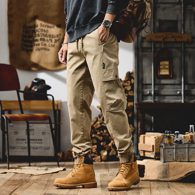 Herren Cargo-Joggerhose aus Baumwoll-Twill mit Kordelzug, Cargotaschen und elastischen Bündchen Nord Taschen