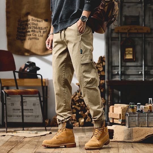Herren Cargo-Joggerhose aus Baumwoll-Twill mit Kordelzug, Cargotaschen und elastischen Bündchen Nord Taschen