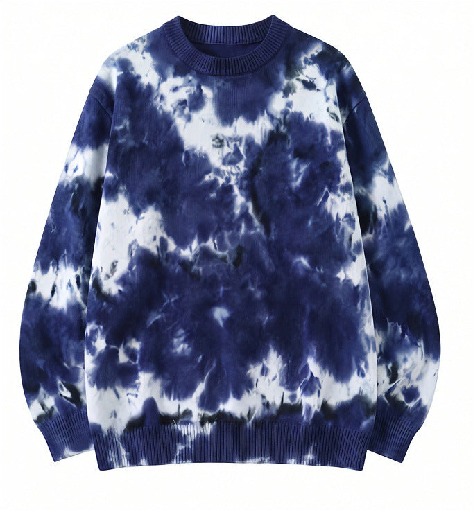 Herren Oversized Batik-Pullover mit Rundhalsausschnitt und Rippbündchen Nord Taschen