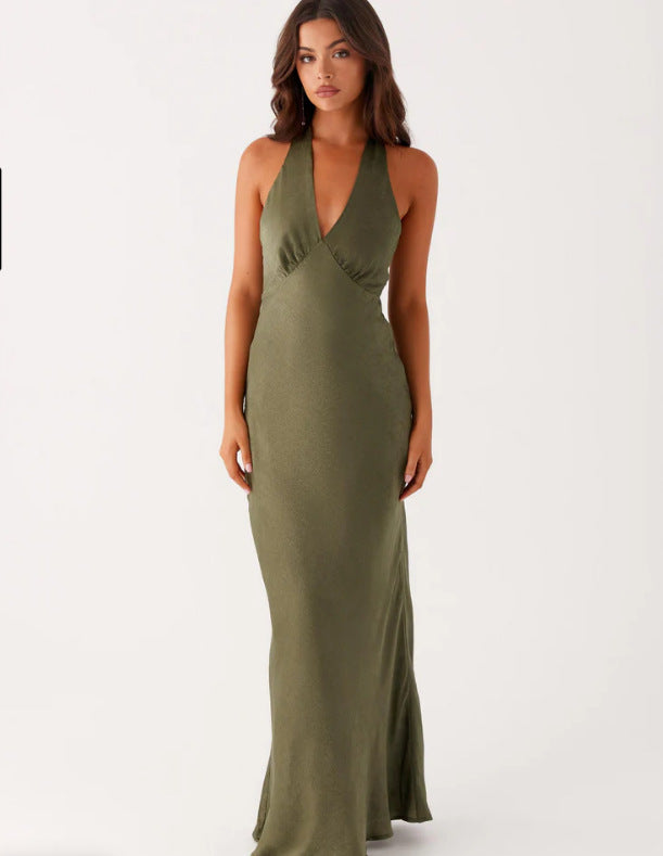 Damen Elegantes ärmelloses Hochzeitskleid mit Taillierungsband und fließendem Stoff