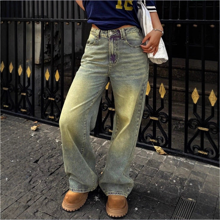 Damen High-Waist Weite Denim‑Hose mit Palazzo‑Schnitt Nord Taschen