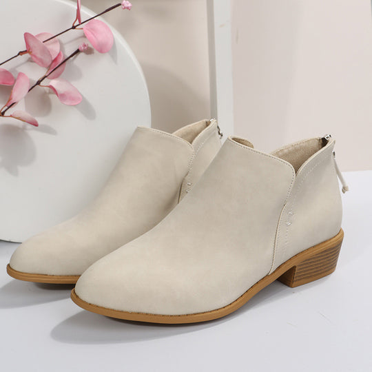 Damen Schlupf-Ankleboots mit hinterem Reißverschluss, spitzer Leisten und niedrigem Blockabsatz Nord Taschen