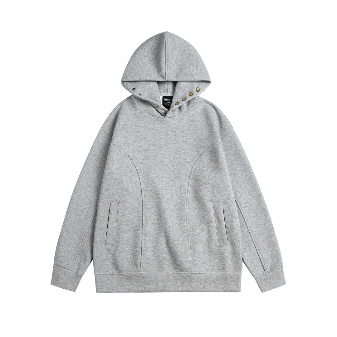 Unisex Oversize Kapuzenpullover mit Druckknopffunnel und Teilungsnähten Nord Taschen
