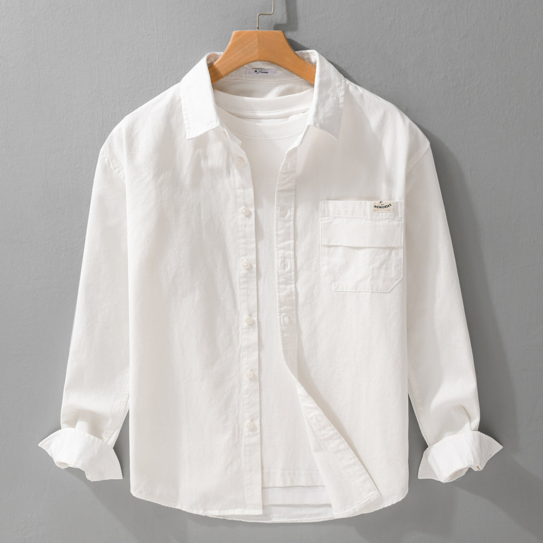 Herren Leichtes Baumwoll-Overshirt mit Kentkragen, Brusttasche und Relaxed-Fit Nord Taschen