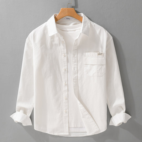 Herren Leichtes Baumwoll-Overshirt mit Kentkragen, Brusttasche und Relaxed-Fit Nord Taschen