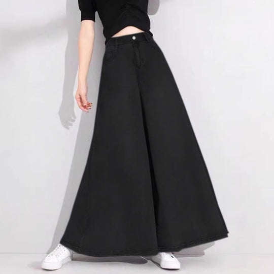 Damen Hochtaillierte Palazzo-Jeans mit extra weitem Bein und fließendem Denim Nord Taschen