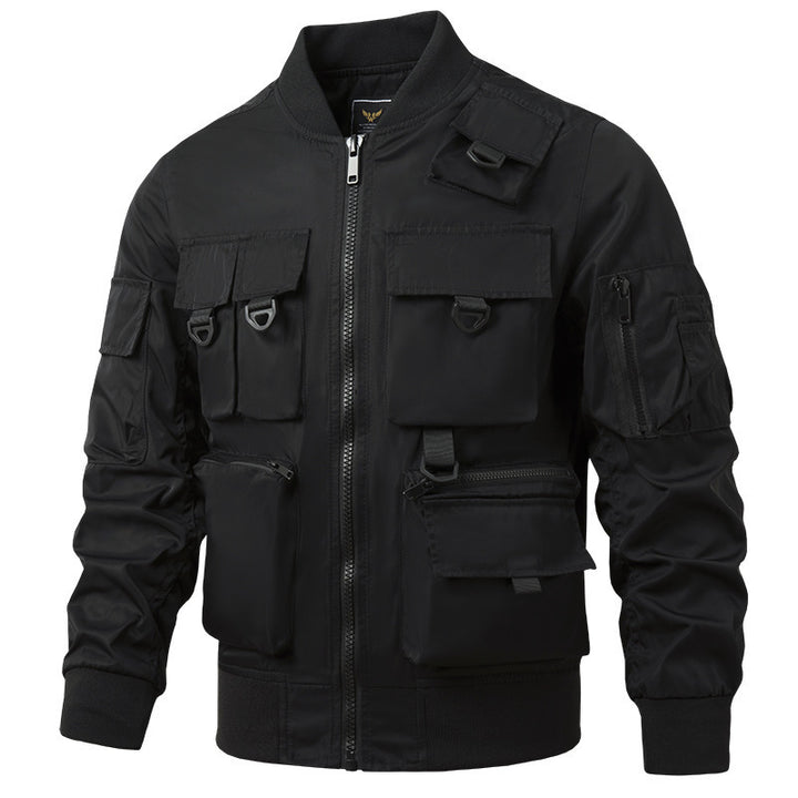 Herren  leichte Multitaschen-Bomberjacke im Pilotstil mit taktischen Schnallen, wasserabweisendem Nylon und elastischem Bund Nord Taschen