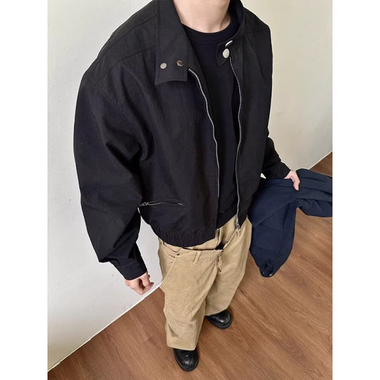 Herren Oversize-Bomberjacke mit Stehkragen und kurzem Reißverschluss Nord Taschen