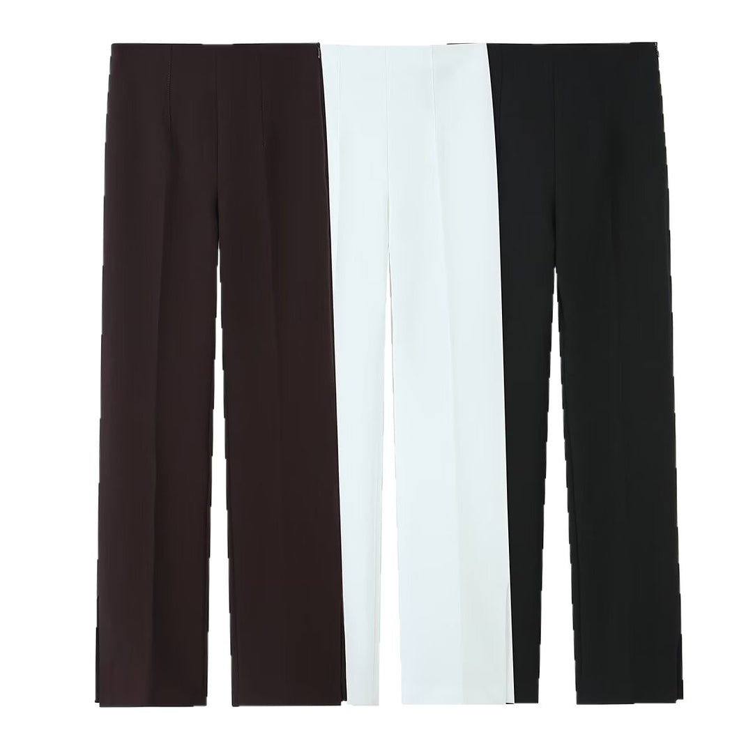 Damen Weite High‑Waist‑Hose mit Bundfalte und seitlichen Beinschlitzen Nord Taschen