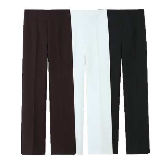 Damen Weite High‑Waist‑Hose mit Bundfalte und seitlichen Beinschlitzen Nord Taschen