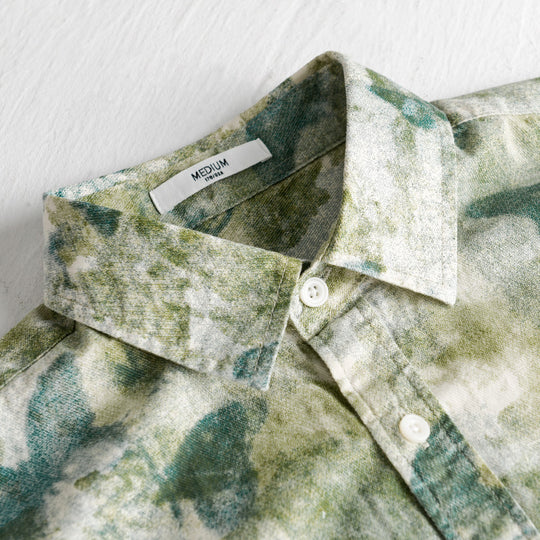 Herren Leichtes Leinenmix-Hemd mit Aquarell-Schmetterlingsprint und Brusttasche Nord Taschen