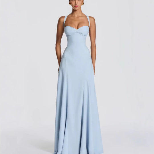 Damen Elegantes Maxikleid mit herzförmigem Ausschnitt und fließendem Stoff - Vittorelli