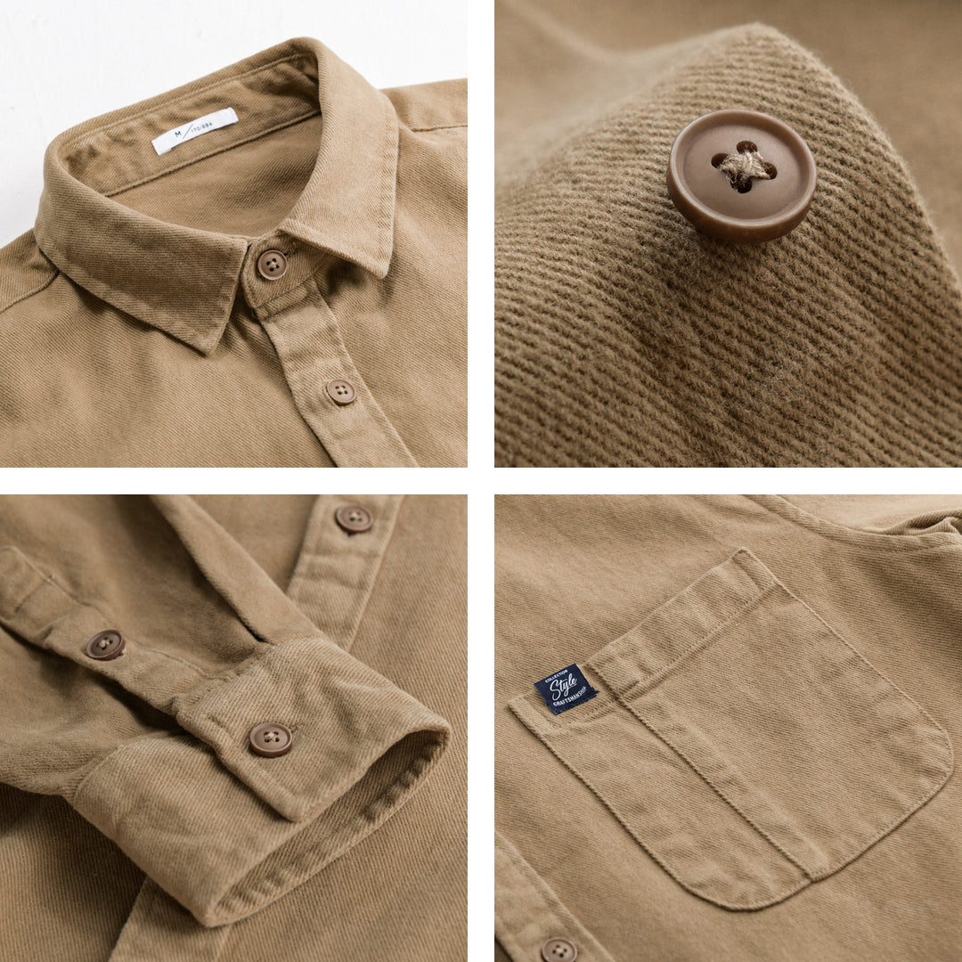Herren Baumwoll-Twill Hemdjacke im Vintage-Finish mit aufgesetzter Brusttasche Nord Taschen