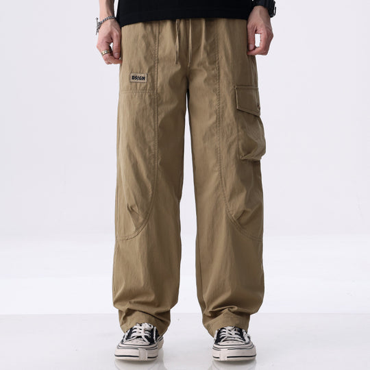 Herren Weite Utility-Cargohose aus Baumwollmix mit Kordelzugbund und aufgesetzten Klappentaschen Nord Taschen