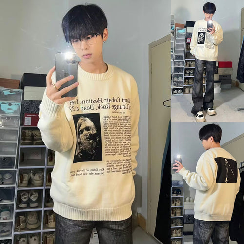 Herren Lässiger Oversized Pullover mit grafischem Print Nord Taschen