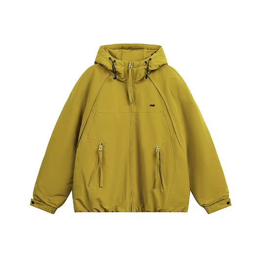 Unisex Oversized Kapuzen-Winterjacke mit wasserabweisender Wattierung und Kordelzug Nord Taschen