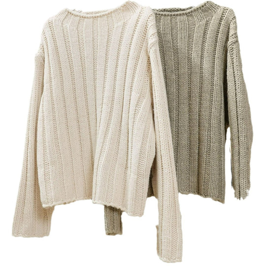 Damen Voluminöser Chunky-Ripp-Pullover mit Boxy-Silhouette Nord Taschen