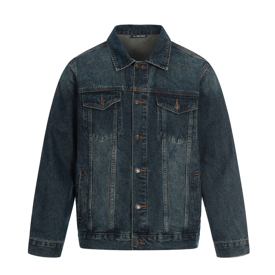 Herren Jeansjacke im Used-Effekt mit Pattentaschen und geradem Schnitt Nord Taschen