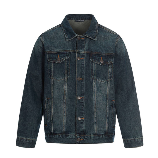 Herren Jeansjacke im Used-Effekt mit Pattentaschen und geradem Schnitt Nord Taschen