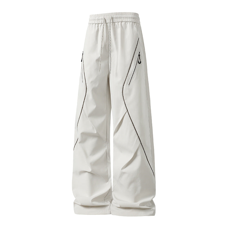 Herren Weite Utility-Jogginghose aus Funktionsnylon mit Kordelzug, Reißverschlusstaschen & kontrastierenden Nahtleisten Nord Taschen