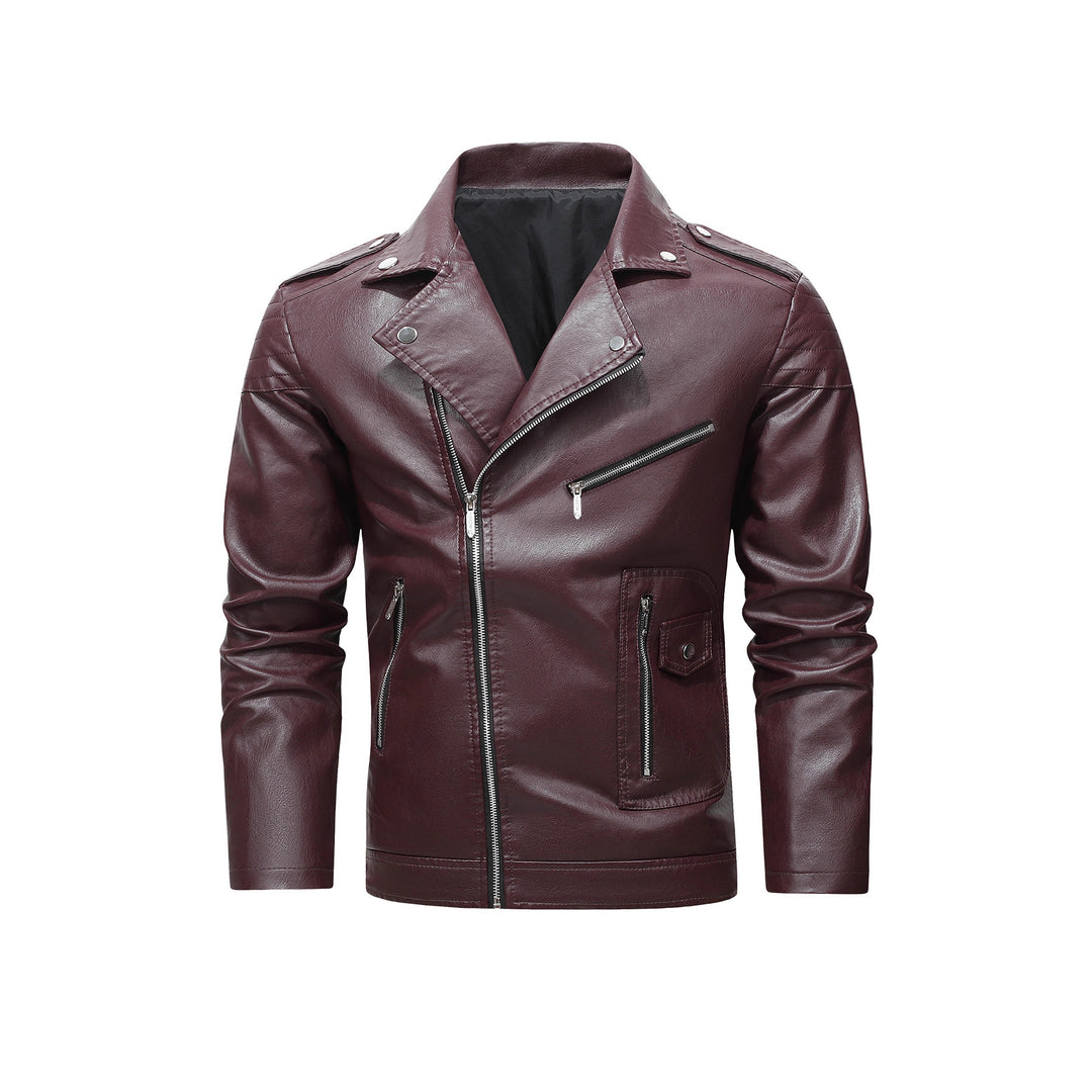 Herren Bikerjacke aus Kunstleder mit asymmetrischem Reißverschluss und gesteppter Schulterpartie Nord Taschen