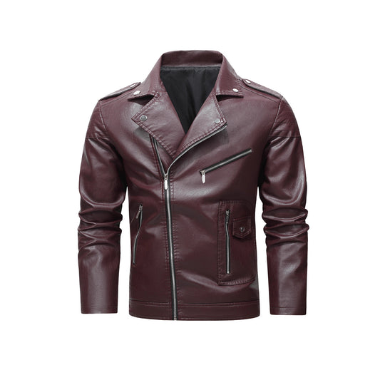 Herren Bikerjacke aus Kunstleder mit asymmetrischem Reißverschluss und gesteppter Schulterpartie Nord Taschen