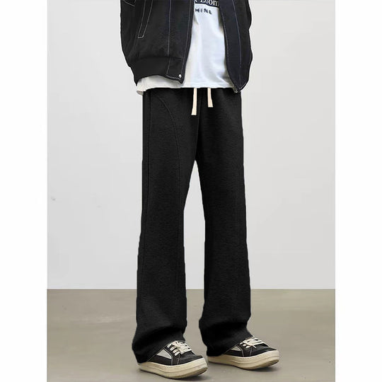 Herren Locker geschnittene Fleece-Loungehose mit weitem Bein, Tunnelzug und Ziernähten Nord Taschen
