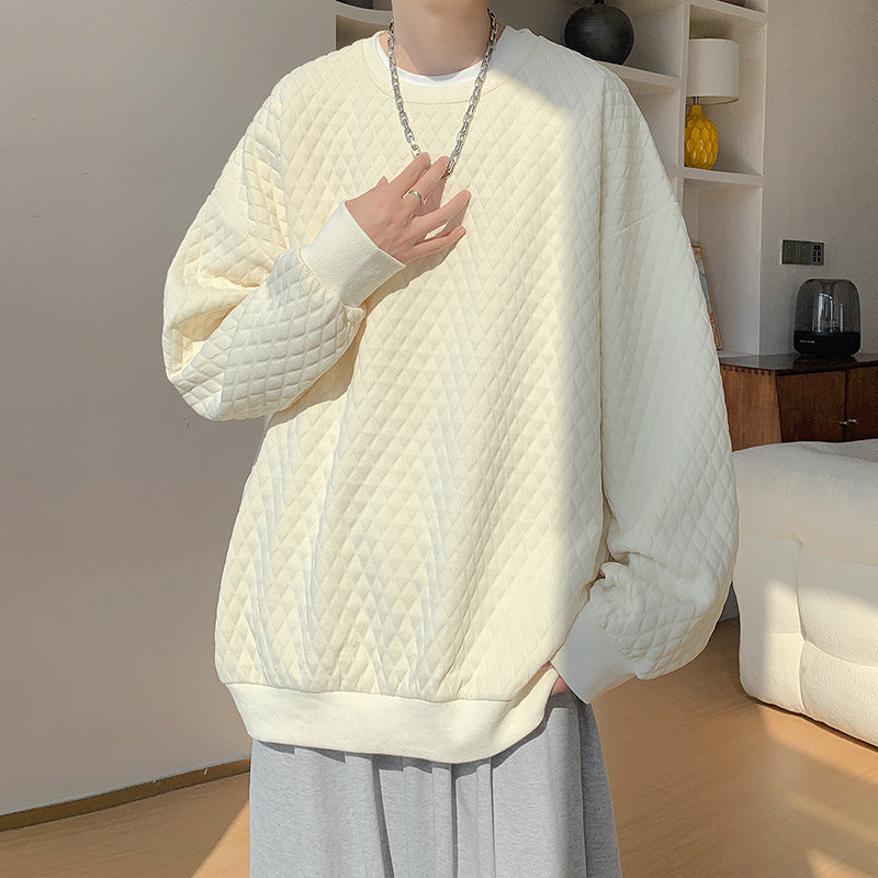 Herren Oversize-Quilt-Sweatshirt mit Rautenmuster und gerippten Bündchen Nord Taschen