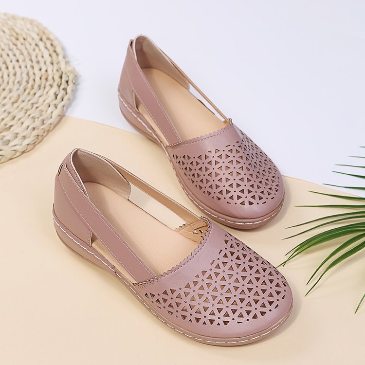 Damen Atmungsaktive Ballerinas mit modischem Lochmuster
