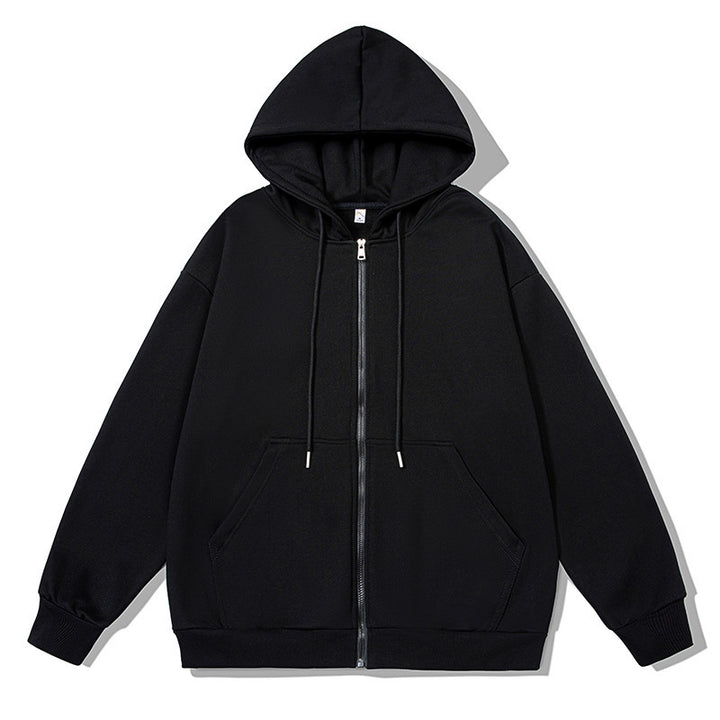 Unisex nan oversized Kapuzenjacke mit ausladendem Schulterschnitt, durchgehendem Reißverschluss und French-Terry Nord Taschen