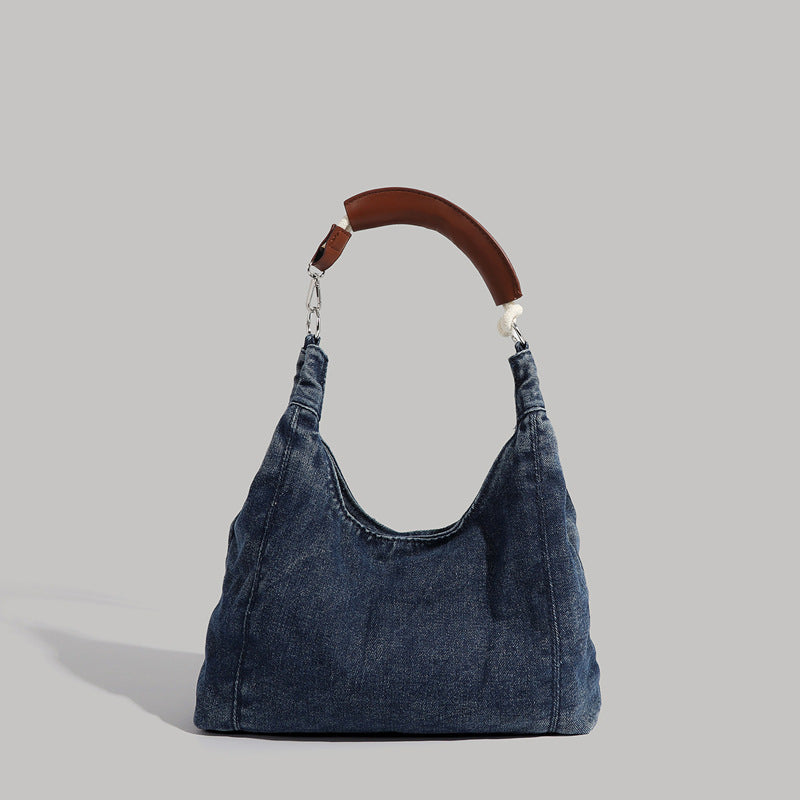 Damen Denim-Hobo-Tasche mit robustem Ledergriff Nord Taschen