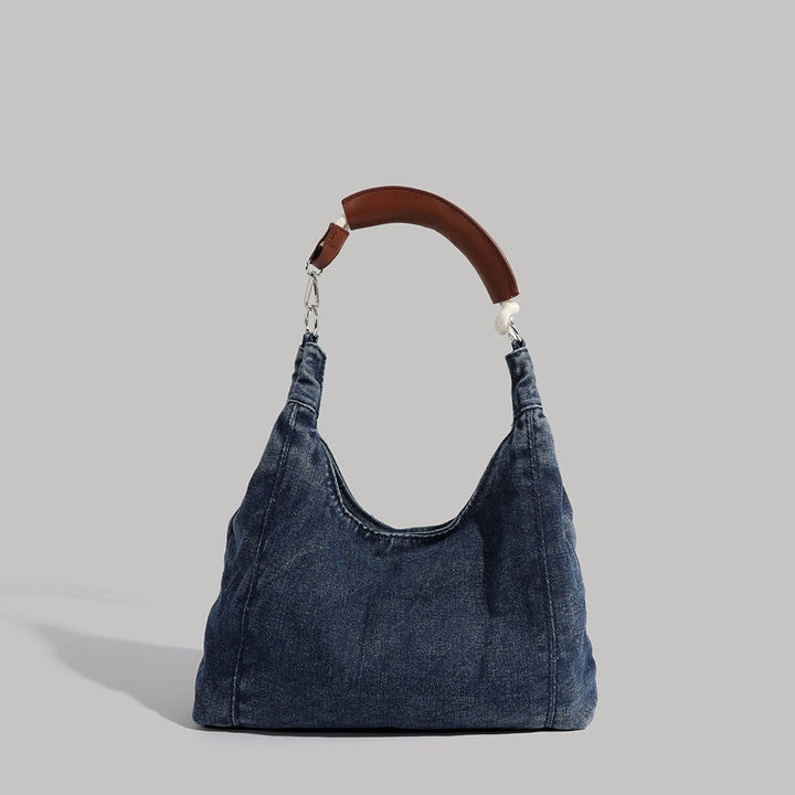 Damen Denim-Hobo-Tasche mit robustem Ledergriff Nord Taschen