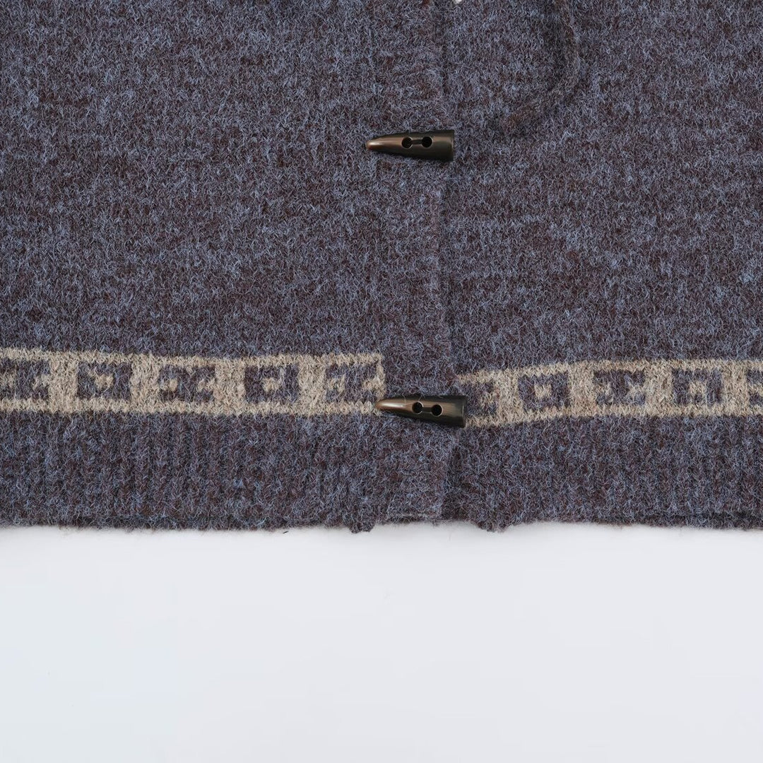 Damen Kapuzen-Strickjacke im Norwegerstil mit Knebelverschlüssen Nord Taschen