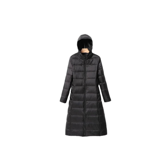 Damen langer gesteppter Mantel mit Kapuze und leichter Wärmedämmung Nord Taschen