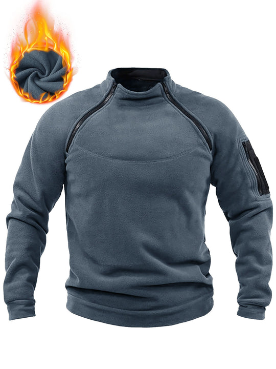 Herren Thermo-Fleecepullover mit Schulterreißverschlüssen, Stehkragen & Ärmel‑Utilitytasche Nord Taschen