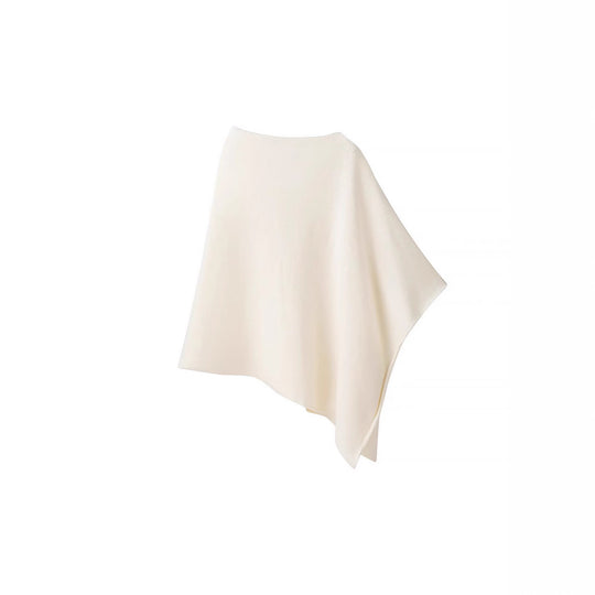 Damen Asymmetrischer Feinstrick-Poncho mit Rundhalsausschnitt Nord Taschen