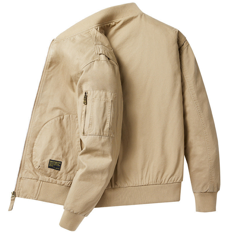 Herren leichter Canvas-Bomber im Utility-Fieldstil mit Ärmeltasche und gerippten Bündchen Nord Taschen