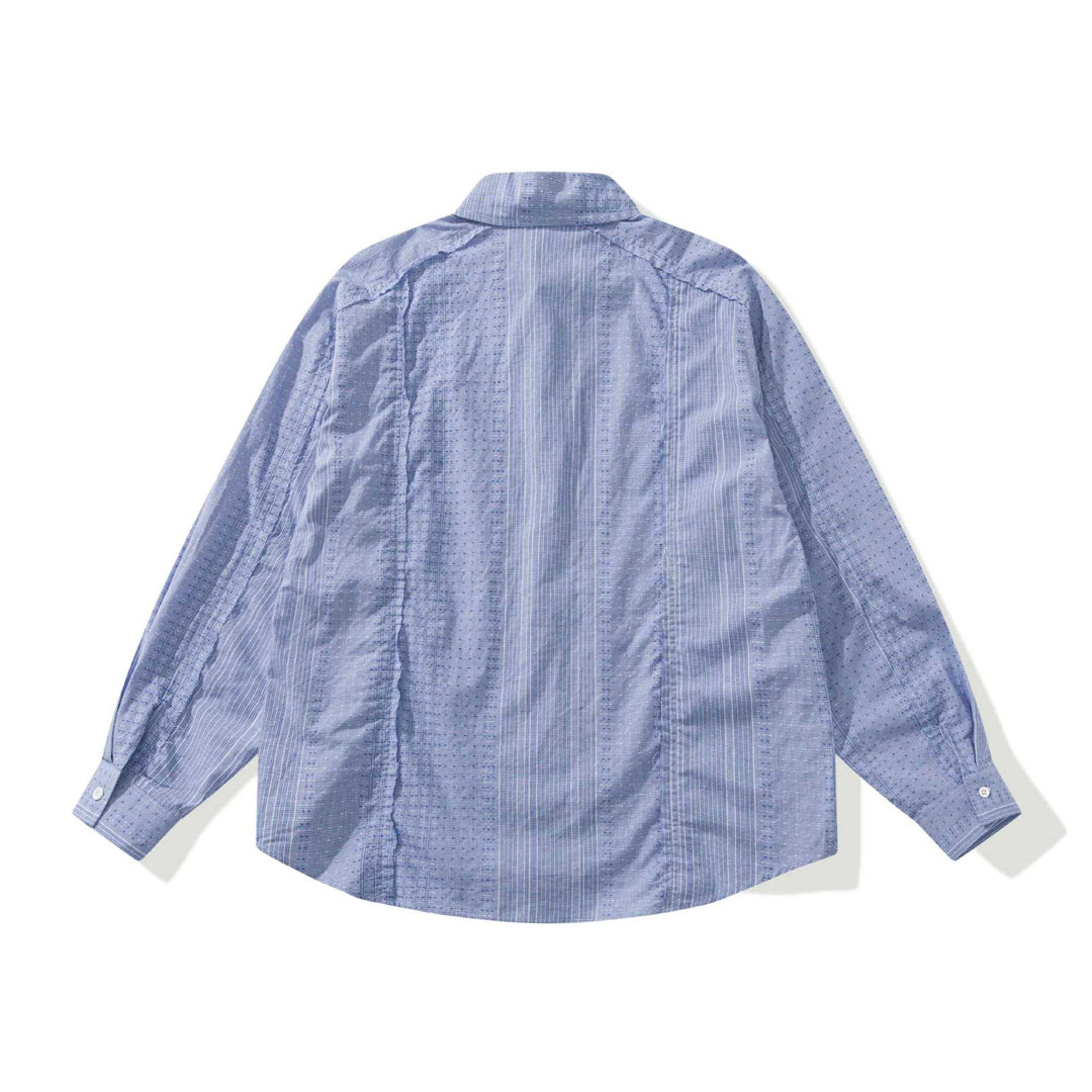 Damen Strukturierte Oversize‑Hemdbluse mit feiner Stickerei und Streifenstruktur Nord Taschen