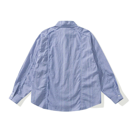 Damen Strukturierte Oversize‑Hemdbluse mit feiner Stickerei und Streifenstruktur Nord Taschen