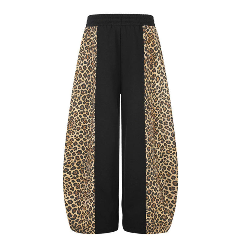 Damen Extraweite Palazzo-Joggpants mit Leo-Panelen, Tunnelzugbund und verstellbarem Saum Nord Taschen