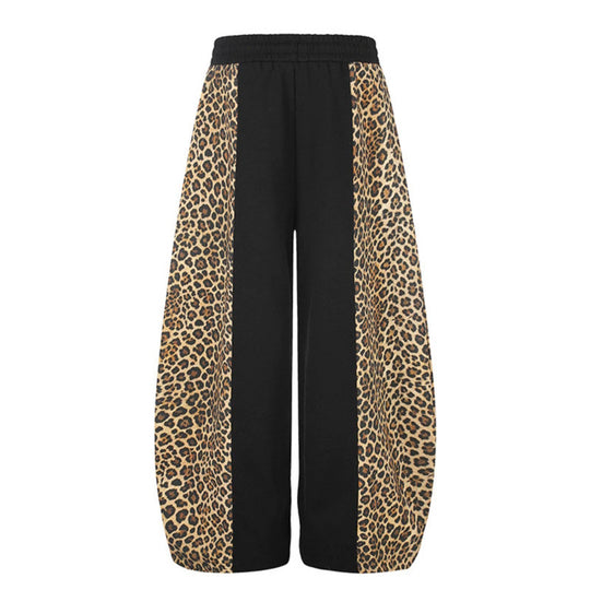 Damen Extraweite Palazzo-Joggpants mit Leo-Panelen, Tunnelzugbund und verstellbarem Saum Nord Taschen