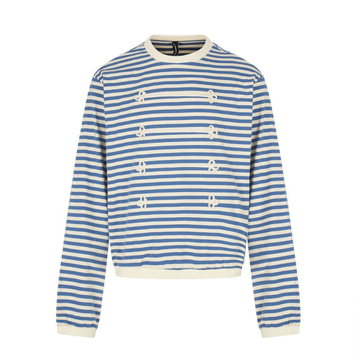 Damen maritimes Streifen-Sweatshirt mit Zierkordeln Nord Taschen