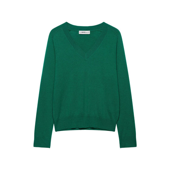 Damen Leichter V‑Ausschnitt Feinstrickpullover mit geripptem Saum Nord Taschen