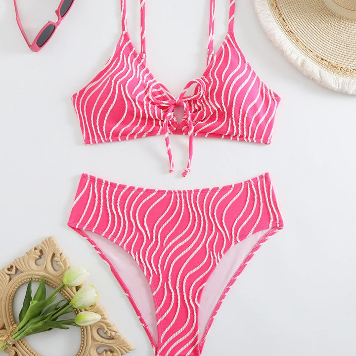 Damen Zweiteiliger Bikini mit verspieltem Wellenmuster