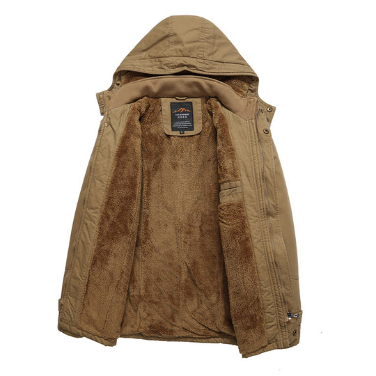 Herren Parka-Jacke mit Teddyfutter Kapuze und Multitaschen Nord Taschen